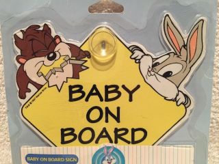 Vintage 1997 Baby Looney Tunes BABY ON BOARD Car Window Sign Safety 94024 WB 2