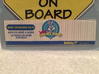 Vintage 1997 Baby Looney Tunes BABY ON BOARD Car Window Sign Safety 94024 WB 3
