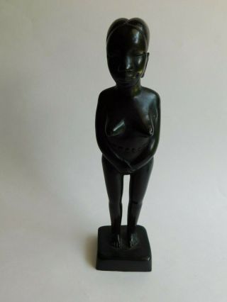 African Ebony Female Fertility Tribal Figurine Statue Hand Crafted Tanganyika