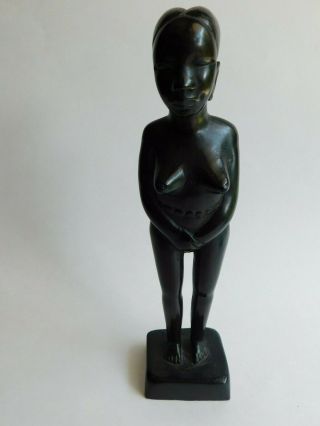 African Ebony Female Fertility Tribal Figurine Statue Hand Crafted Tanganyika 2