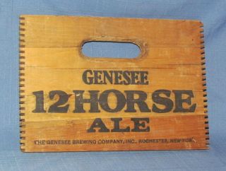 Wooden Genesee 12 Horse Ale Advertising Box / Crate / Case End Wall Hanging Cond