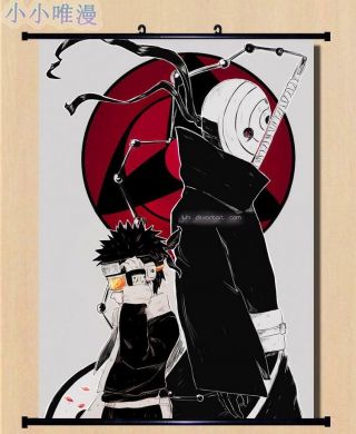 0673 - Anime Naruto Uzumaki Naruto Uchiha Obito Scroll Fabric Wall Poster 40 60cm