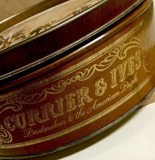 Vintage Currier & Ives Cookie Metal Tin Container - American Homestead