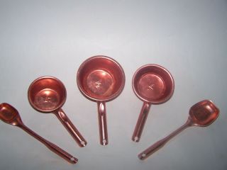 Vintage Copper Measuring Cups And Spoons Variety