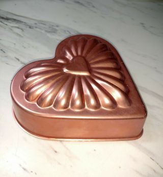 Vintage Copper Aluminum Jello Mold Heart Shape Wall Décor