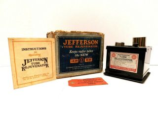 Vintage Old Antique Jefferson Tube Rejuvenator In The Box Tube Tester,  Papers