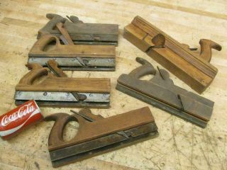 6 Antique Carpenters Hollow Wood Molding Hand Planes Marked With Names