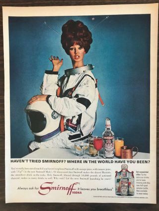 Vintage 1966 Smirnoff Vodka Print Ad Where In The World Have You Been?