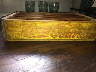 Vintage Coca - Cola Wooden Yellow Pop 24 Bottle Crate Carrier Box Case Coke
