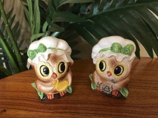 Vintage Josef Originals Owl Figurine Porcelain Salt And Pepper Shakers