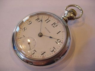 Scarce 18s 1899 0.  925 Sterling Silver Waltham Model 1883 Pocket Antique Watch