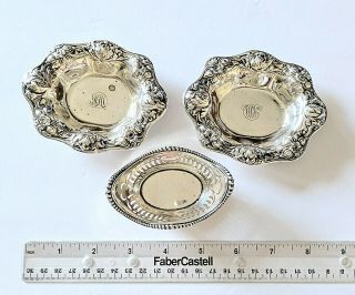3 Vintage Gorham Solid Sterling Silver Nut Candy Dishes 1 - A4775,  2 - A3965