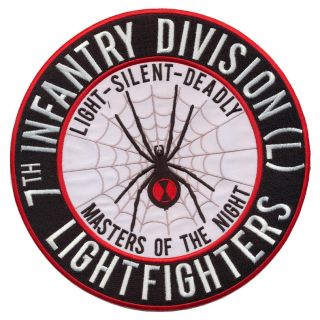 8 1/2 " 7th Infantry Division - Lightfighter - Black Widow Embroidered Patch