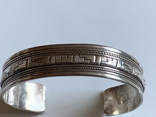 Heavy Vintage Solid Sterling Silver 925 Cuff Bangle 35.  5g