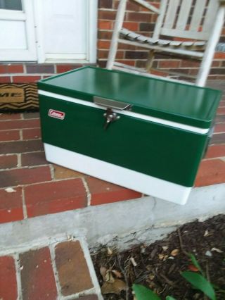 Vintage 1978 Green Coleman Metal Ice Chest Cooler - Nice/clean