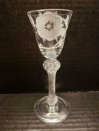 Antique 18th Century Georgian Double Knop Air Twist Wine Glass C1750