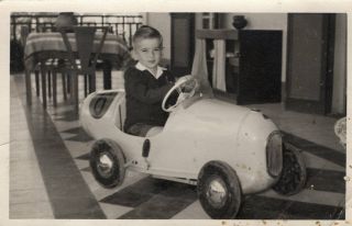 Egypt Old Vintage Photo.  Cute Boy With Toy Car