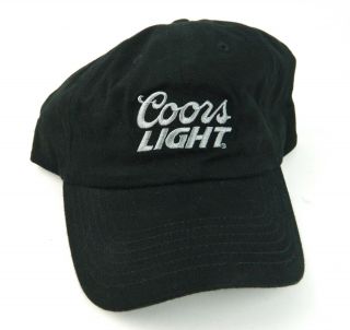 Coors Light Beer Black Cotton Hat / Cap Gray Embroidered Logo Adult Size Promo