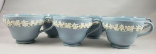 6 Vintage Wedgwood China Queensware Embossed Cream On Lavender Tea Cups