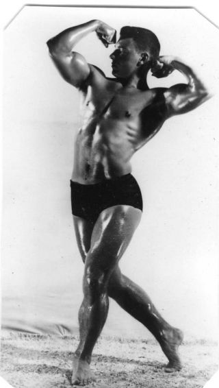Vintage Photo: Bodybuilder Man Male Physique Muscle Flex Shirtless 50 
