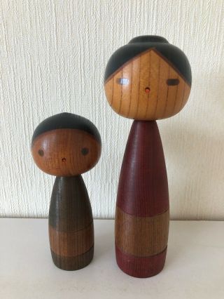 Japanese Sosaku Kokeshi Doll By Yamanaka Sanpei 7 Inches 17.  5 Cm Pair