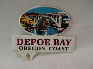 Vintage Depoe Bay Oregon Coast Graphic Souvenir Metal License Plate Topper