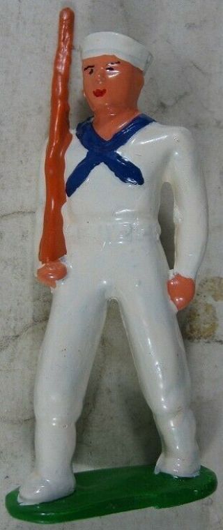 Vintage Manoil Barclay Soldier In White Navy On Patrol