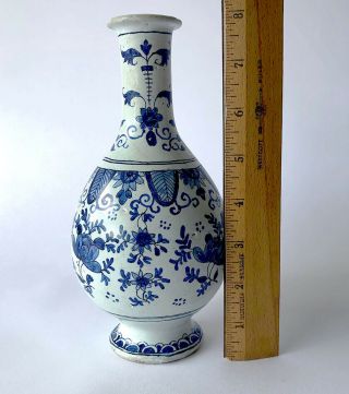 A Rare 18th Century London Delft Blue And White Bottle Vase,  1780
