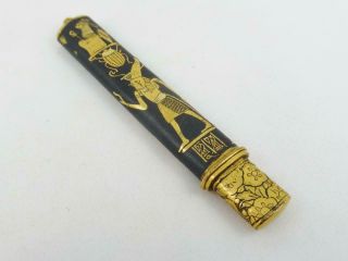 Vintage Japanese Fuji Damascene Co - Egyptian Revival Style Pencil Holder c 1930 2
