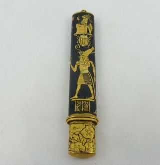 Vintage Japanese Fuji Damascene Co - Egyptian Revival Style Pencil Holder c 1930 3