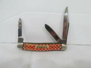 Vintage Purina 3 blade Kutmaster Pocket Knife Utica NY USA 2