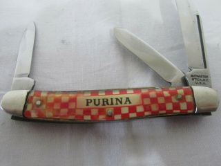 Vintage Purina 3 blade Kutmaster Pocket Knife Utica NY USA 3