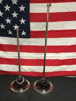 Rare Vintage 1930s Art Deco Style Microphone Stands Pair Chrome