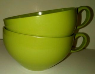 Vintage Atomic Retro Mid - Century 1950 - 60s Green Coffee/tea Cups 2 Melamine