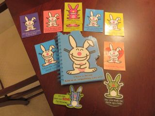 Jim Benton Happy Bunny 5 " X 7 " Spiral Notebook & 10 Stickers Look