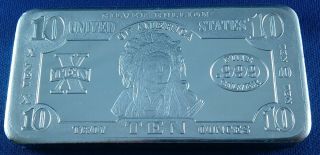 Vintage Indian Chief Native American Scpm 10 Ounce.  999 Silver Art Bar