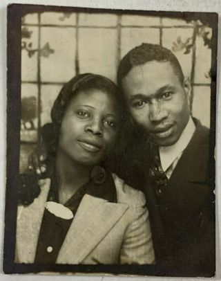 Loving African American Couple In The Arcade,  Vintage Photo Snapshot
