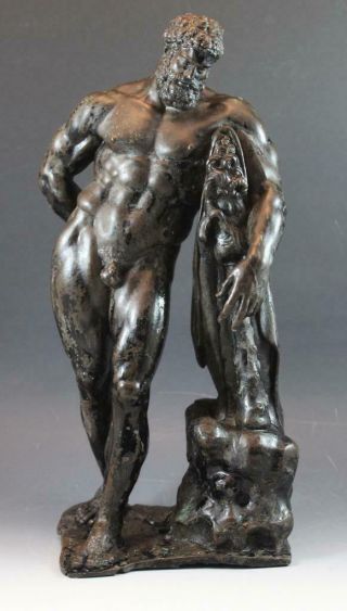 19c Italian Grand Tour Bronze Statue Table Sculpture Of The Franese Hercules