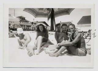 Swimsuit Couples With Feet In Camera,  Fallen Hat Over Face By Soadmat Old Photo