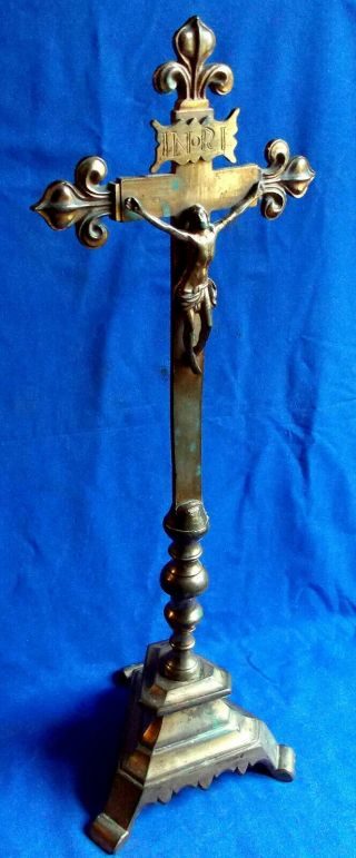 Important 16th Century French Gilded Bronze 22 Inch Tall Crucifix Circa 1600
