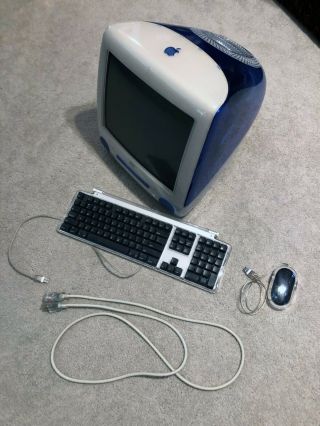 iMac blue vintage.  500mhz PowerPC,  640 MB Ram,  20GB HD (19GB avail) 2