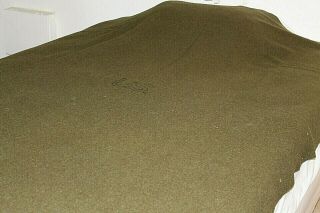 Vintage U.  S.  Army Military Wool Sage Green Bed Field Blanket 63 X 83