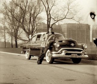 1950s Photo Negative Car And De Niro Esq Nj Tough Guy Proud Of Automobile Auto