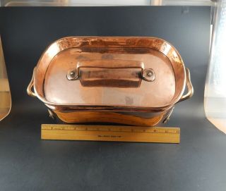 Antique Vintage French Hand Wrought Dovetailed Copper Daubiere and Cover 6.  2 LBS 2