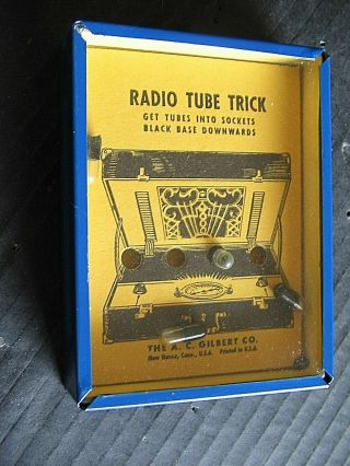 Vtg Dexterity Palm Puzzle Jiggle Game Toy Radio Tube Trick Metal Glass Card Nos