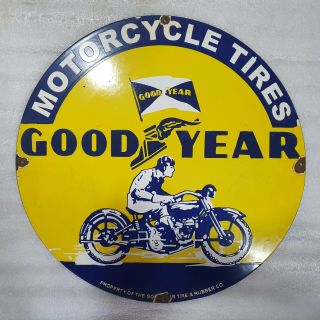 Goodyear Tires 18 Inches Round Vintage Enamel Sign
