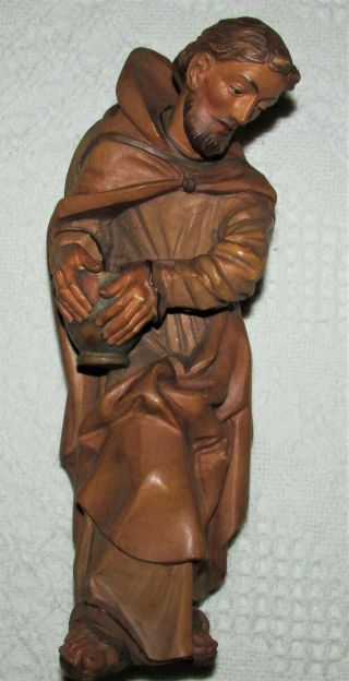 Anri Walter Bacher Vintage 9.  75 " /10 " Nativity Carved Wood Joseph Figurine Italy