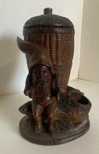 Antique Black Forest Cigar Or Tobacco Holder With Gnome
