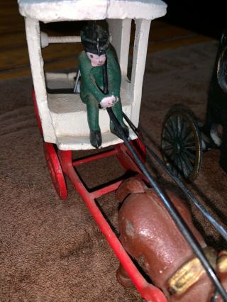 vintage cast iron set of horse buggy collectibles 3