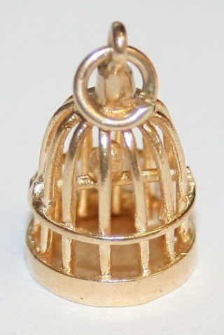 Vintage 9ct Gold Bird In A Cage Charm 2.  4 Grams